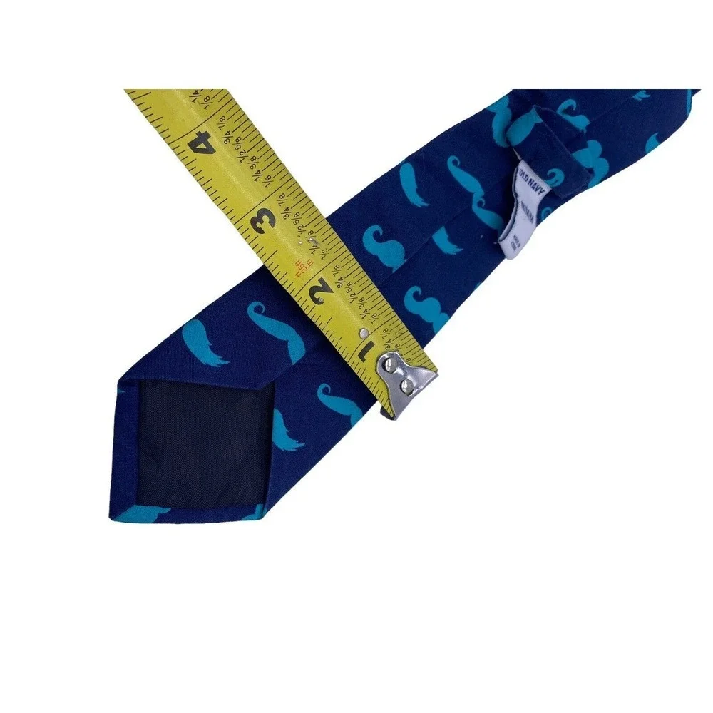 Old Navy Tie Medium Boys Blue Mustache Moustache Print Cotton